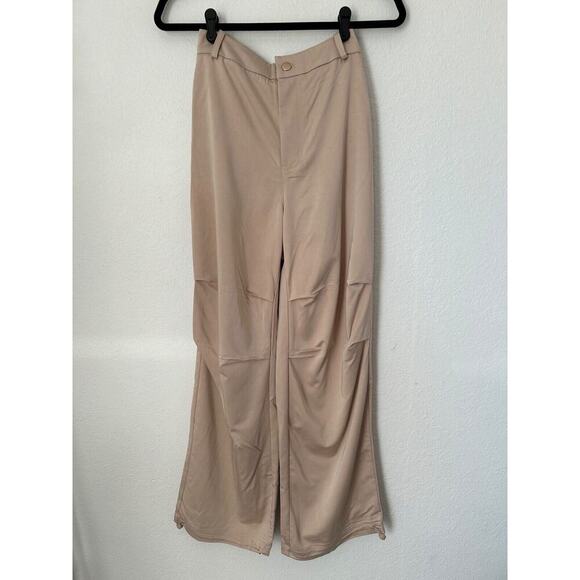 Dolce Cabo Pants Size XS Sand Wide Leg Ruched Knee Drawstring Hem Cuff Utility - Picture 1 of 13